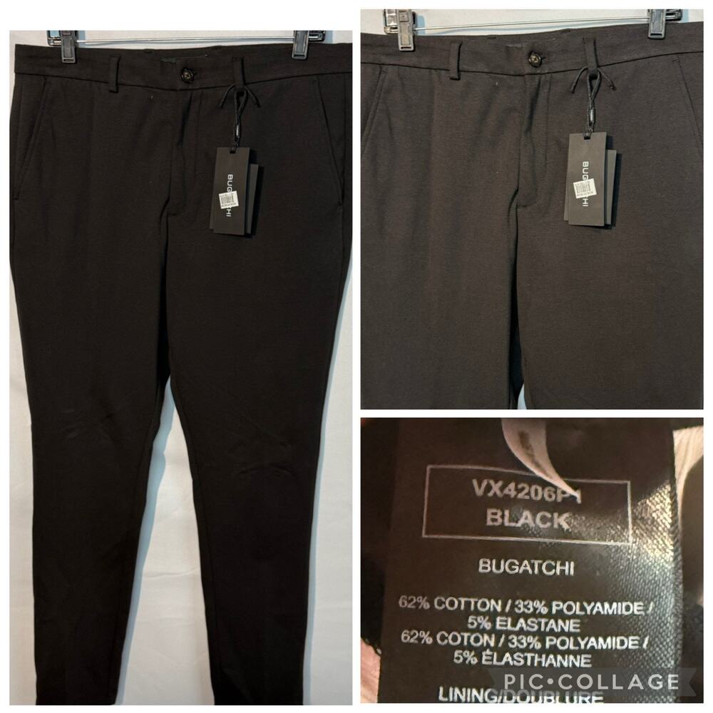 Bugatchi Soft Touch Dress Pants VX4206P1 Size 34 Black NWT